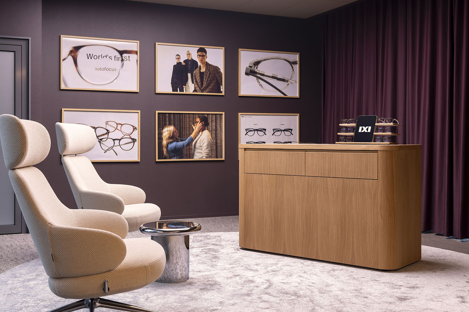 Mint More Creative interior design IXI Eyewear office lab showroom optician autofocus glasses