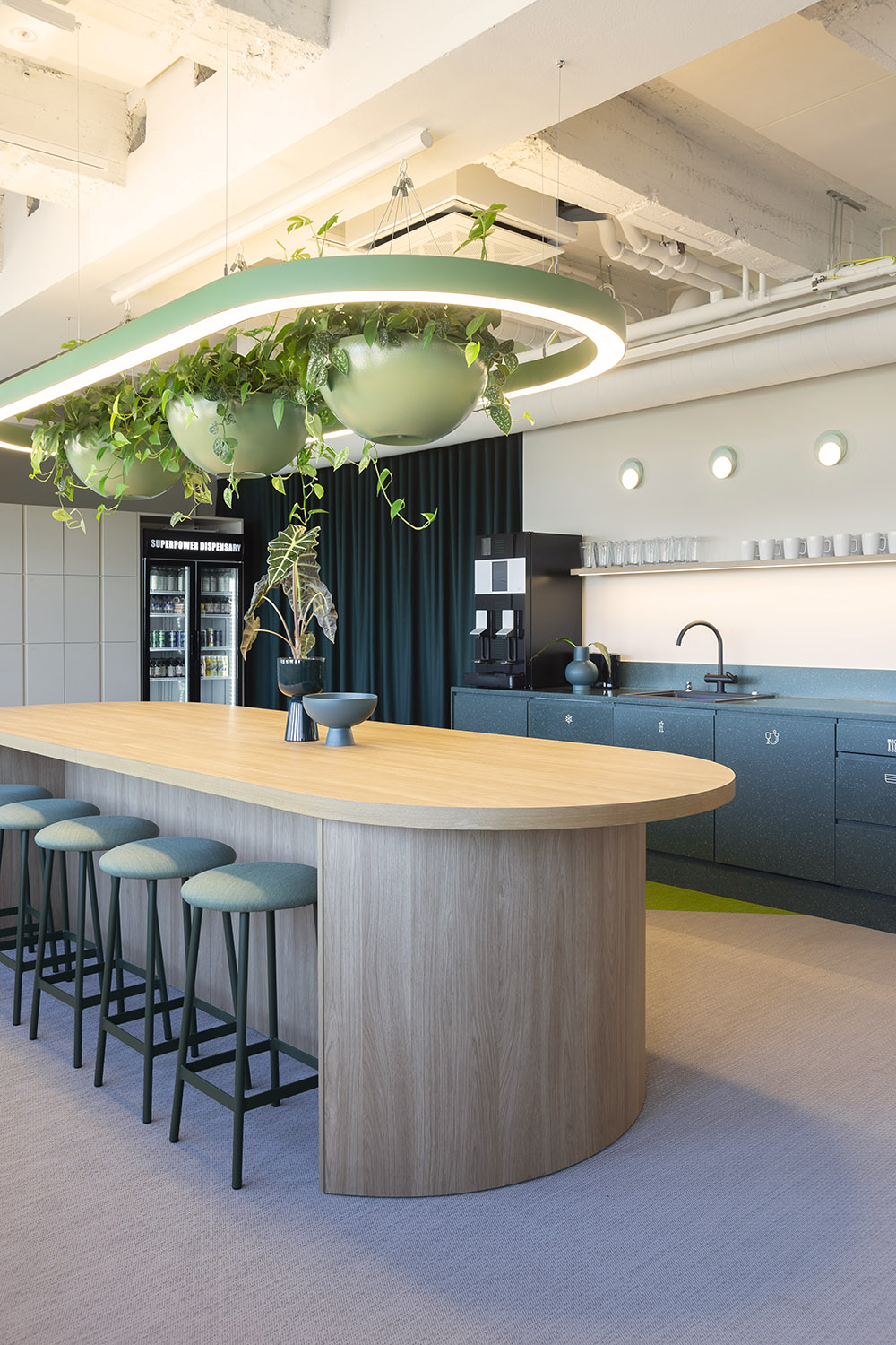 Supermetrics office design kitchen island