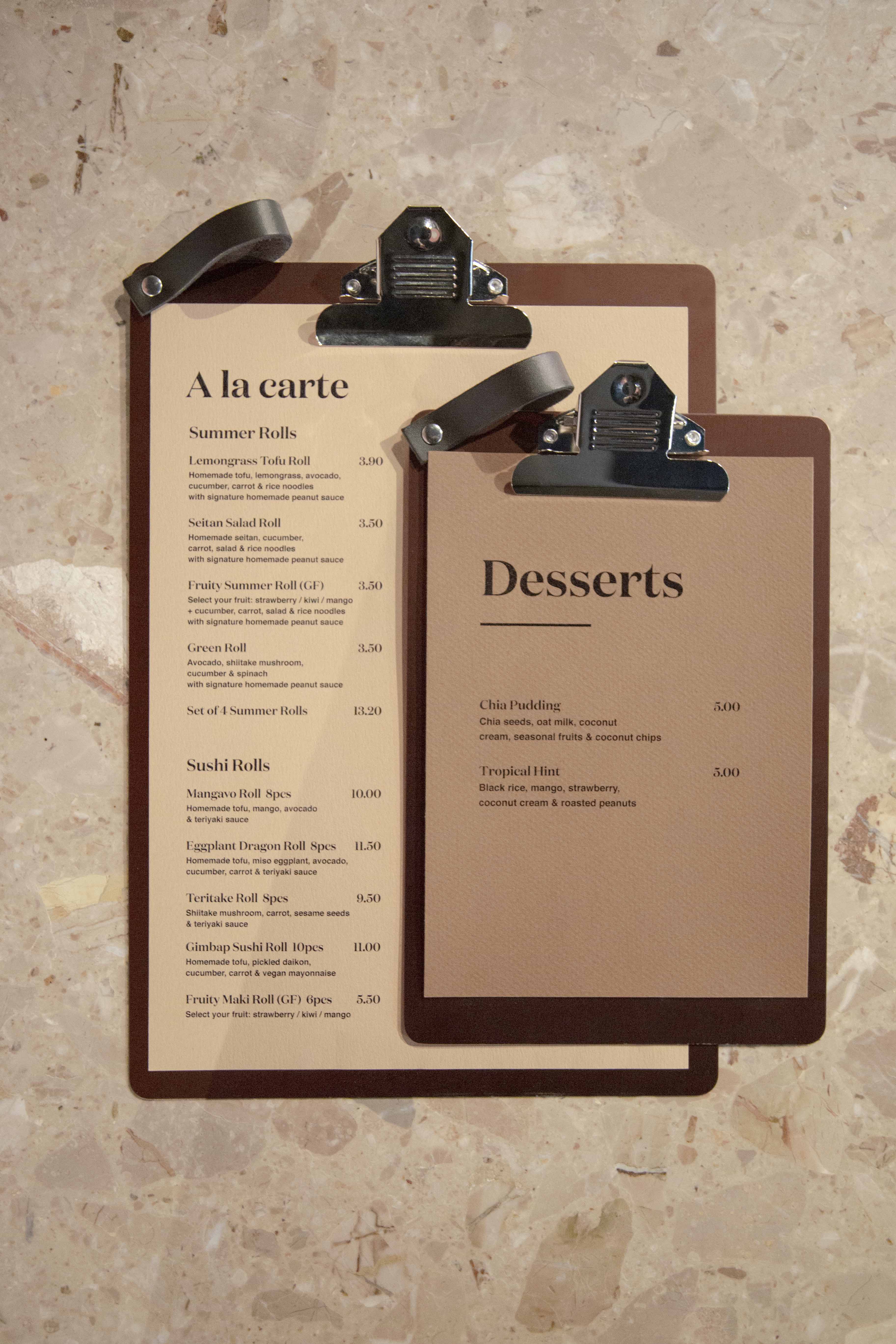 Vegoshi restaurant design menus